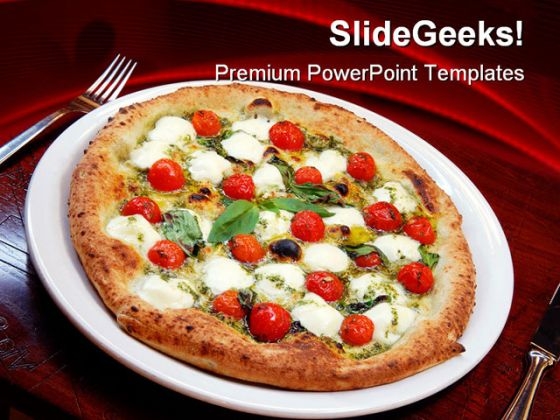Pizza With Tomatoes And Cheese Food PowerPoint Themes And PowerPoint Slides 0311