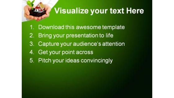 Plant And Home In Hands Nature PowerPoint Templates And PowerPoint Backgrounds 0611