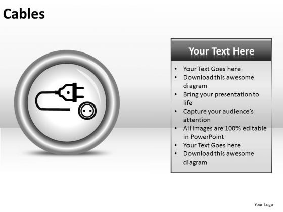 Plugged In Cable Icon PowerPoint Slides