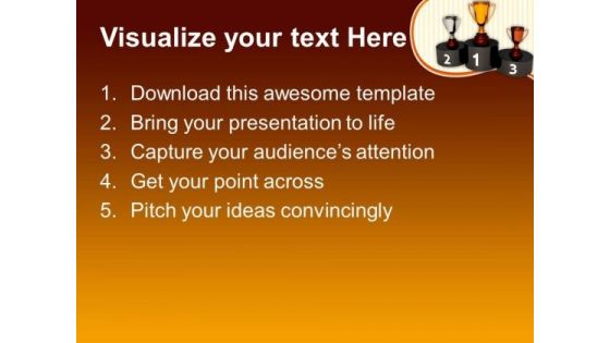 Podium Golden Trophy Challenge Success PowerPoint Templates And PowerPoint Themes 0612