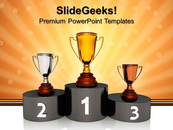Podium With Golden Trophy Winner Success PowerPoint Templates And PowerPoint Themes 0612