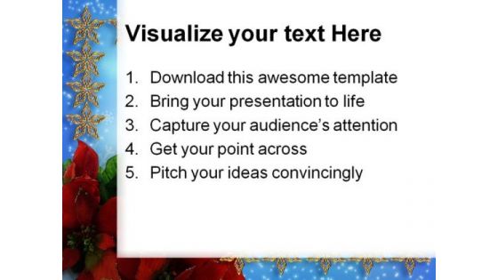 Poinsettias And Stars Christmas PowerPoint Themes And PowerPoint Slides 0711