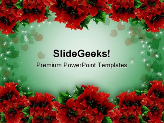 Poinsettias Christmas Garland Background PowerPoint Templates And PowerPoint Backgrounds 0711