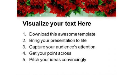 Poinsettias Christmas Garland Background PowerPoint Themes And PowerPoint Slides 0711