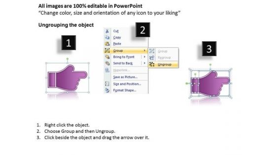 Pointing Representation 3 Steps Sample Process Flow Charts PowerPoint Slides