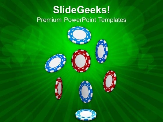 Poker Chips For Casino Theme Game PowerPoint Templates Ppt Backgrounds For Slides 0513