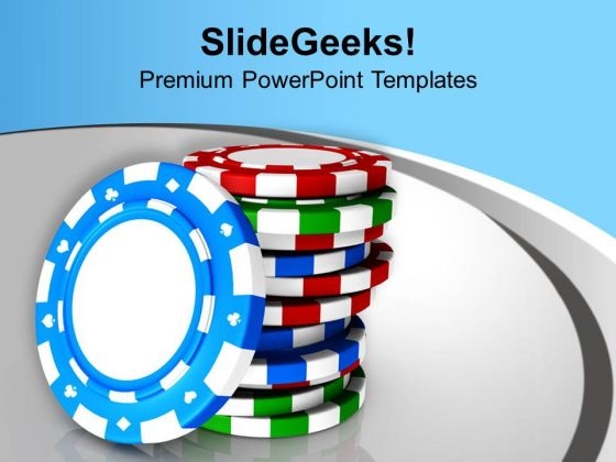 Poker Chips For Royal Casino Theme PowerPoint Templates Ppt Backgrounds For Slides 0513