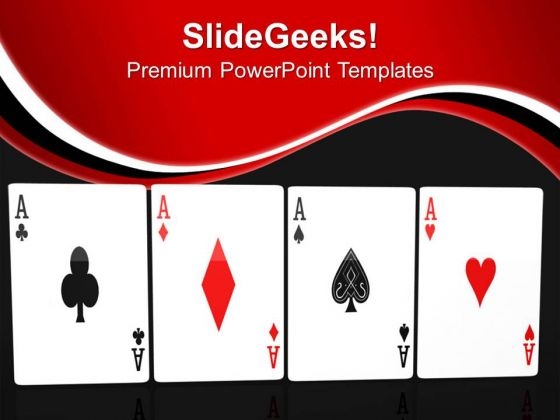 Poker Hand Of Four Aces Playing Cards PowerPoint Templates Ppt Backgrounds For Slides 0313
