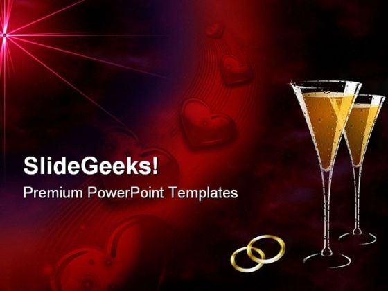 Postcard With Rings And Hearts Wedding PowerPoint Themes And PowerPoint Slides 0411