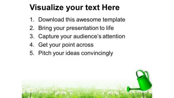 Pouring Water Into Green Fields PowerPoint Templates Ppt Backgrounds For Slides 0713