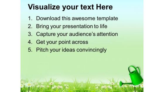 Pouring Water Into Green Fields PowerPoint Templates Ppt Backgrounds For Slides 0713