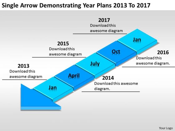 Power Point Arrows Single Demonstrating Year Plans 2013 To 2017 PowerPoint Templates