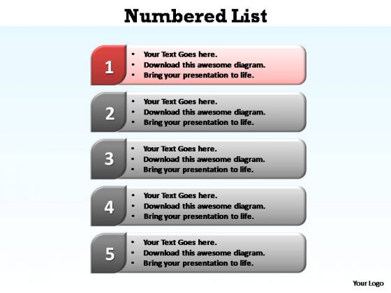 PowerPoint Backgrounds Chart Numbered List Ppt Design