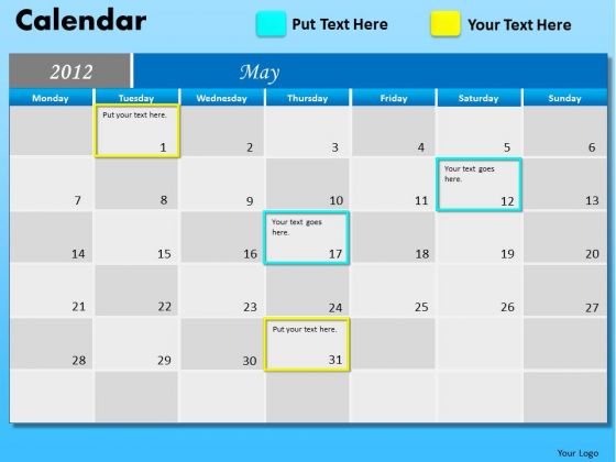 PowerPoint Backgrounds Corporate Teamwork May Calendar 2012 Ppt Process