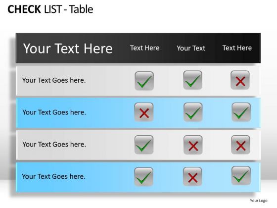 PowerPoint Backgrounds Diagram Check List Table Ppt Slide