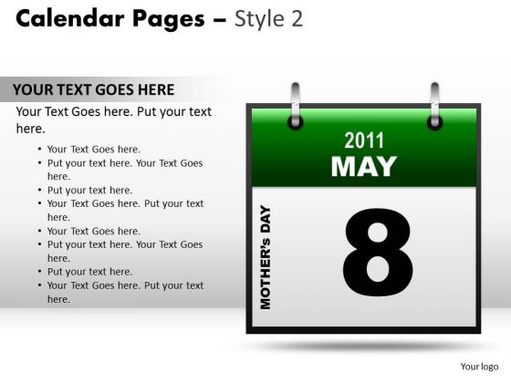Marketing PowerPoint Background Calendar 8 May Ppt Slide