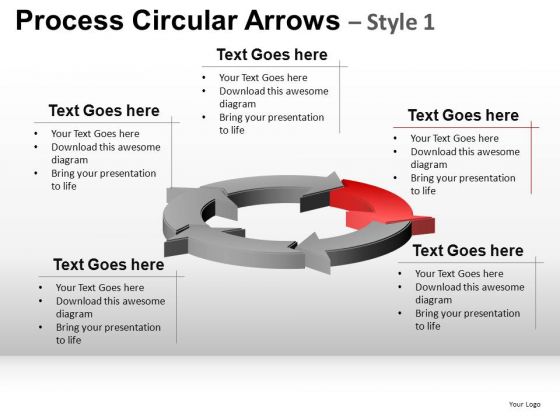 PowerPoint Circular Process Arrows 5 Stages Cycle Diagram Ppt Slides
