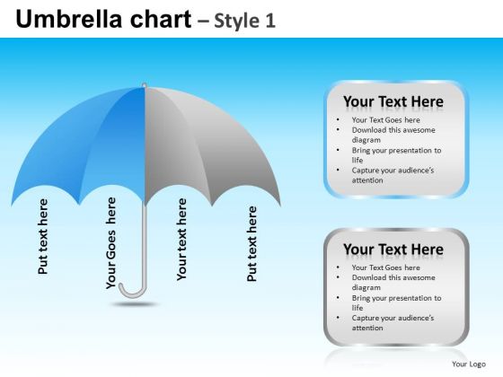 PowerPoint Design Slides Business Strategy Goals Umbrella Chart Ppt Slides