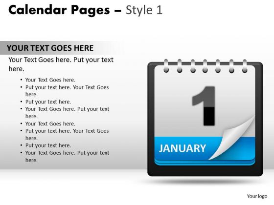 PowerPoint Design Slides Calendar 1 January Marketing Ppt Slide Designs