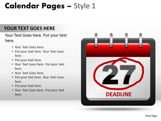 PowerPoint Design Teamwork Calendar 27 Deadline Ppt Slides