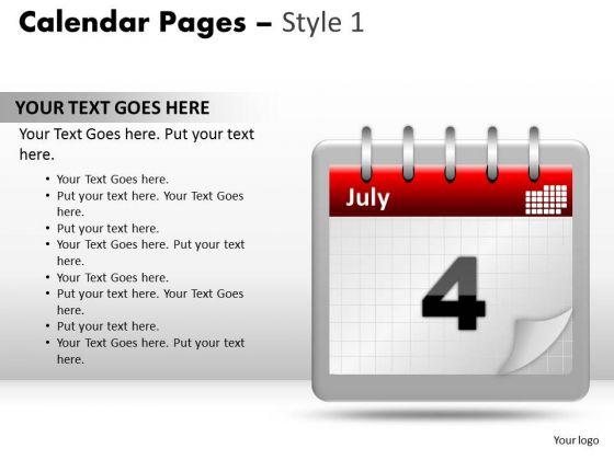 PowerPoint Designs Growth Calendar 4 July Ppt Theme