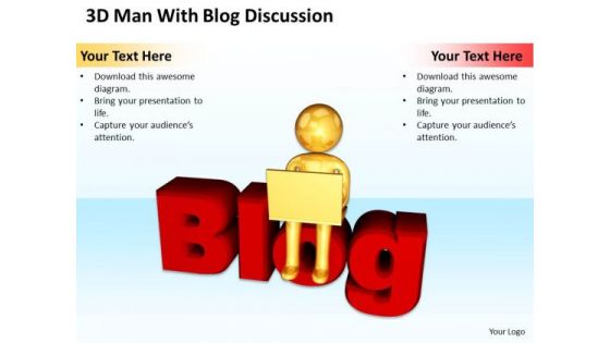 PowerPoint Graphics Business 3d Man With Blog Discussion Templates