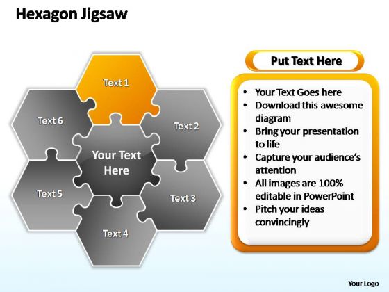 PowerPoint Layouts Teamwork Hexagon Jigsaw Ppt Slide