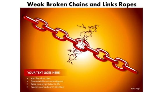 PowerPoint Process Image Weak Broken Chains Ppt Layout