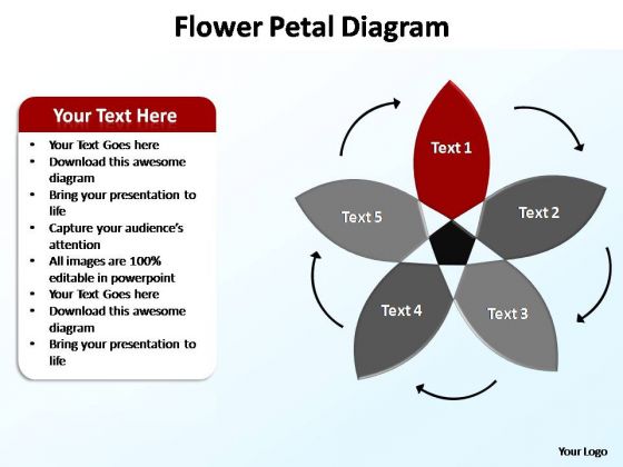 PowerPoint Process Leadership Flower Petal Ppt Design Slides