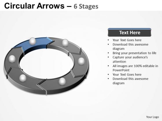PowerPoint Process Teamwork Circular Arrows Ppt Template