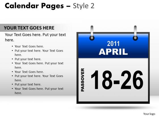 PowerPoint Slide Calendar 18-26 April Education Ppt Process
