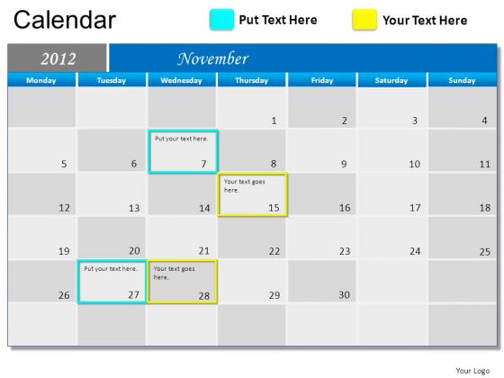 PowerPoint Slide Growth Blue Calendar 2012 Ppt Design