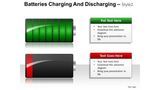 PowerPoint Slide Showing Charged And Discharged Battery Business Ppt Diagrams