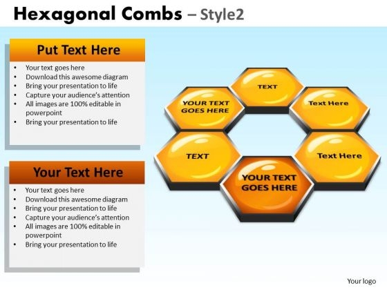 PowerPoint Slidelayout Corporate Teamwork Hexagonal Combs Ppt Slide