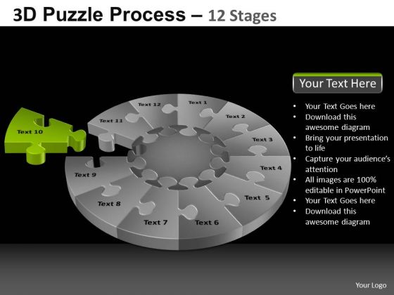 PowerPoint Slidelayout Editable Pie Chart Puzzle Process Ppt Backgrounds