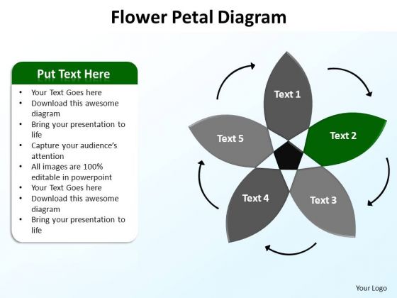 PowerPoint Slidelayout Teamwork Flower Petal Ppt Design