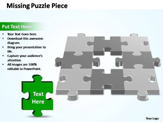 PowerPoint Slides Business 3d 3x3 Missing Puzzle Piece Ppt Process