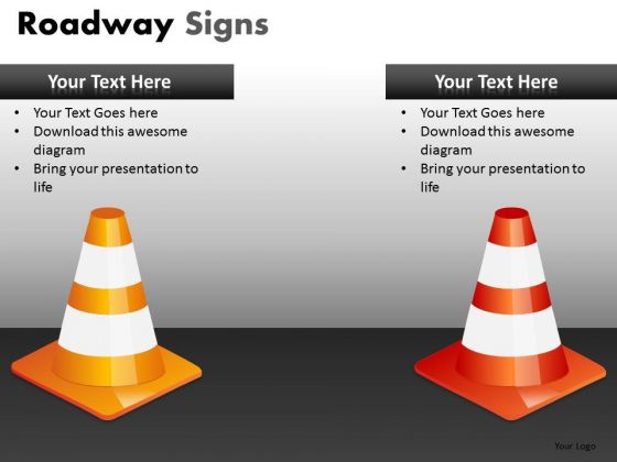 PowerPoint Slides With Orange And Yellow Traffic Cones