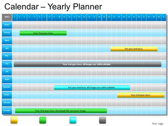 PowerPoint Template Sales Blue Calendar 2012 Ppt Slide