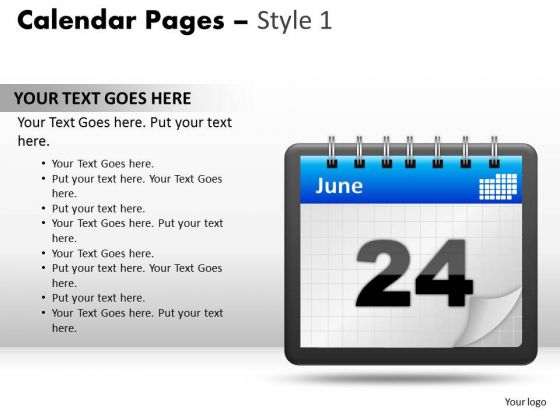 PowerPoint Templates Calendar 24 June Diagram Ppt Slide