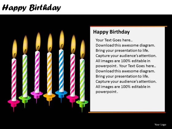 PowerPoint Theme Candles Happy Birthday Ppt Presentation Designs