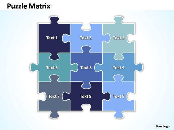PowerPoint Theme Success Rectangular Jigsaw Puzzle Matrix Ppt Themes