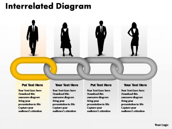 PowerPoint Themes Business Interrelated Concepts Chain Diagram Ppt Slides