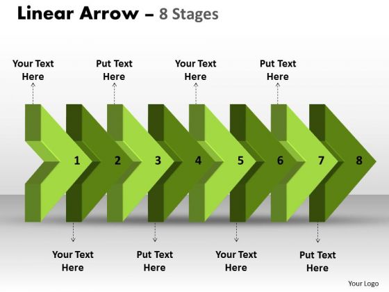 Ppt 3d Arrow Representing Eight Logical Steps Working With Slide Numbers 1 Design