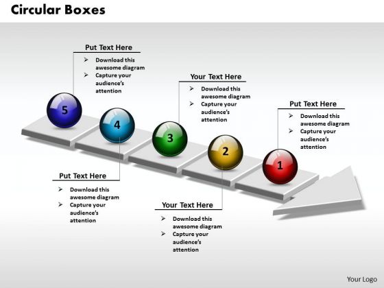 Ppt 3d Attached Circular Boxes PowerPoint Background On Arrows 5 Stages Templates
