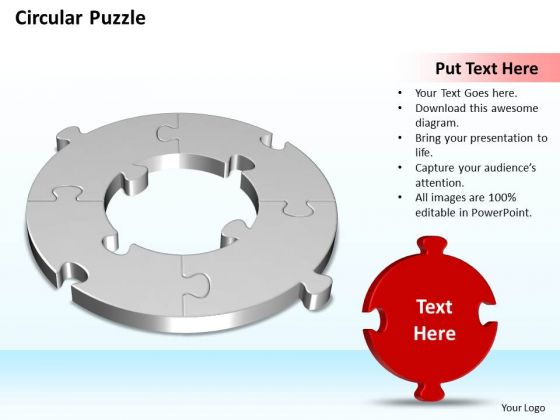 Ppt 3d Circular Puzzle Support Structure Fitting The Missing Piece Business PowerPoint Templates
