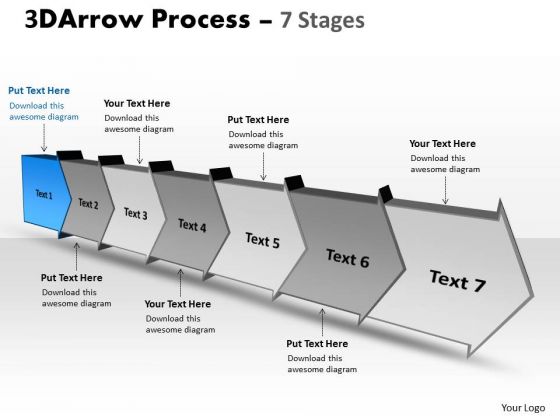 Ppt 3d Illustration Of Arrow Route 7 State Diagram Corporate Plan PowerPoint 2 Graphic