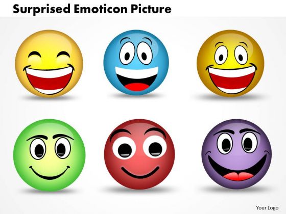 Ppt 3d Illustration Of Surprised Emoticon Picture PowerPoint Templates