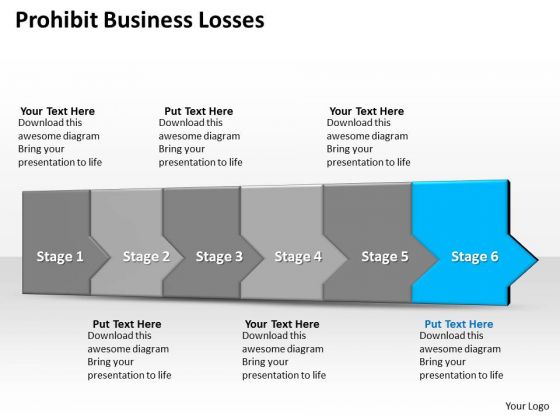 Ppt 3d Linear Abstraction To Prohibit Business Losses Six Steps PowerPoint Templates