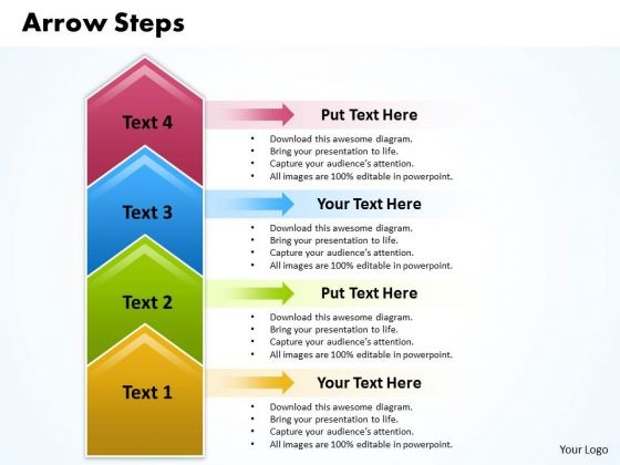 Ppt 4 Colorful Shapes Arrows PowerPoint Pointer Upwards Templates